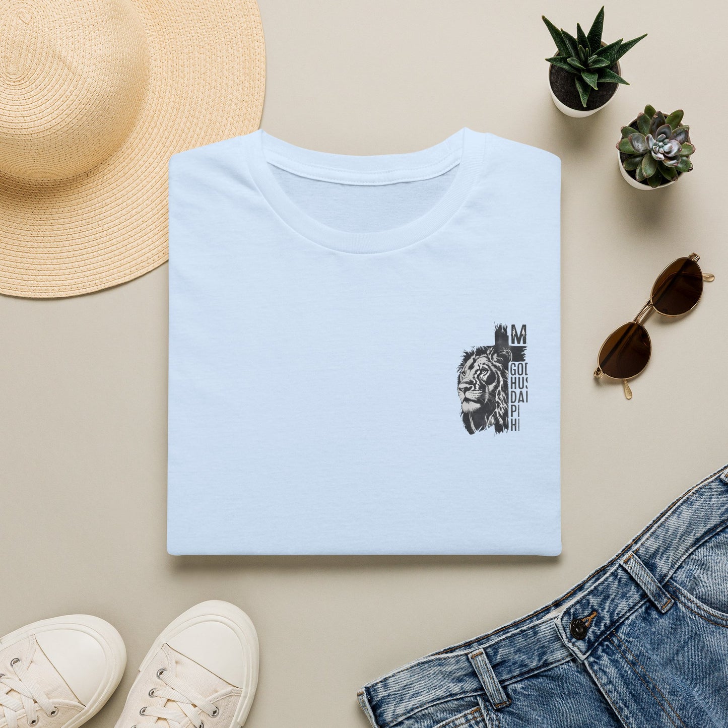 Lion Portrait Pocket T-Shirt — Minimalist Animal Graphic Tee