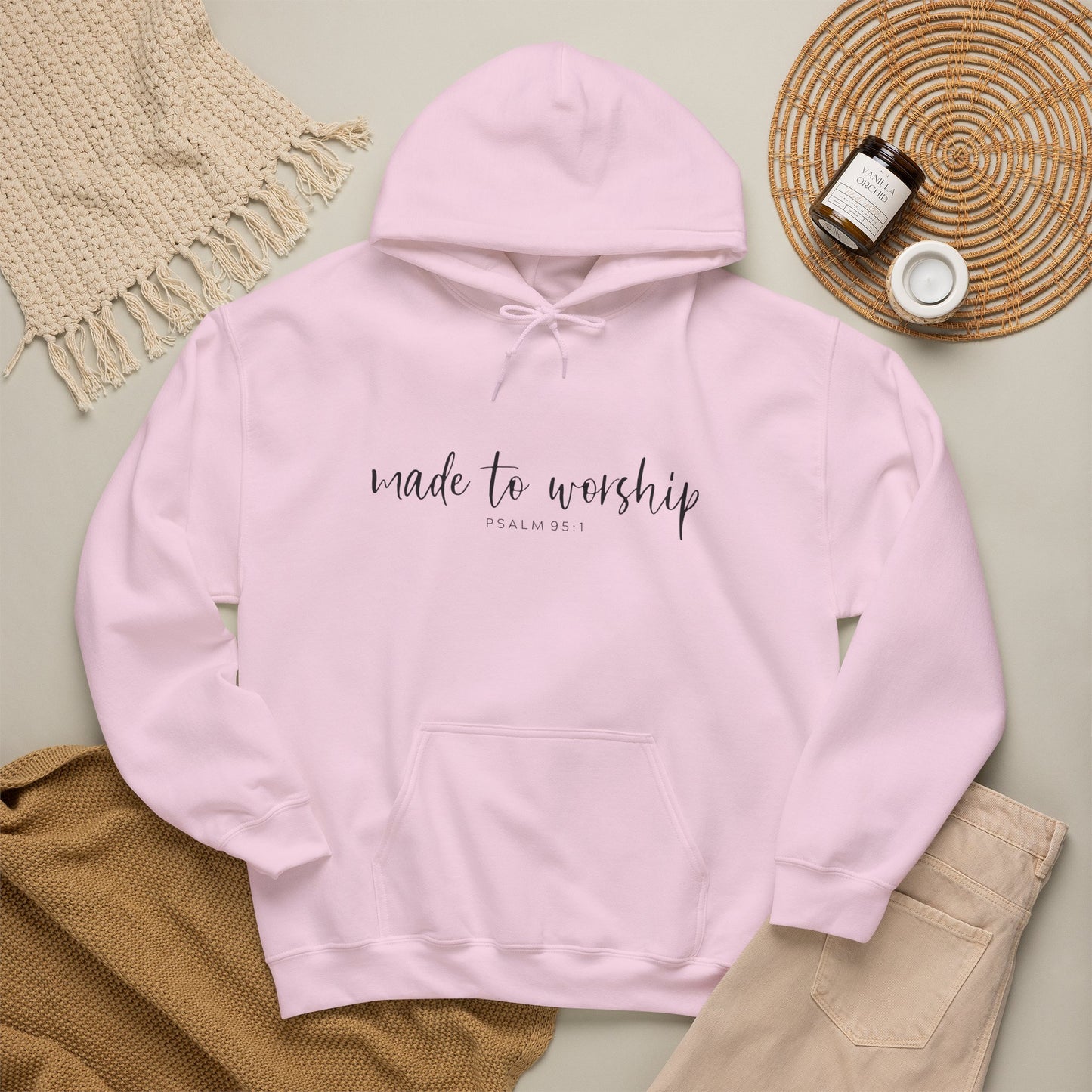 "Made to Worship" Hoodie — 'Made to Worship' Psalms 95:1 Christian Hoodie