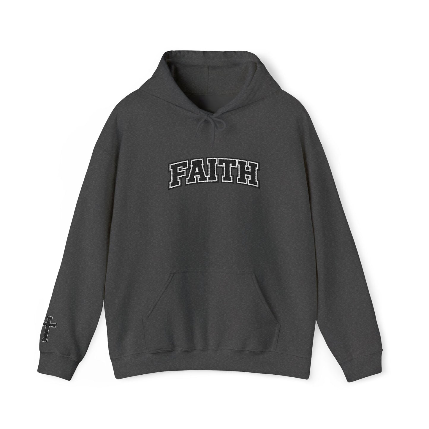 FAITH Collegiate Embroidered Hoodie  Bold faith. Everyday comfort.