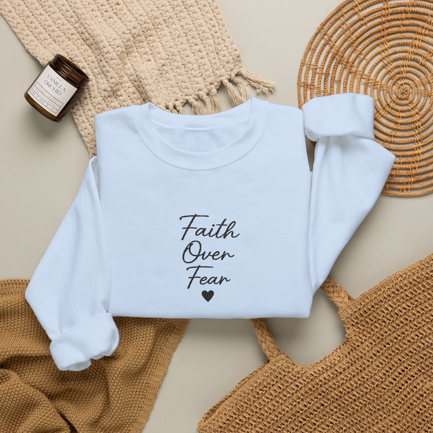 Embroidered "Faith Over Fear" Quietly Confident Christian Testimony
