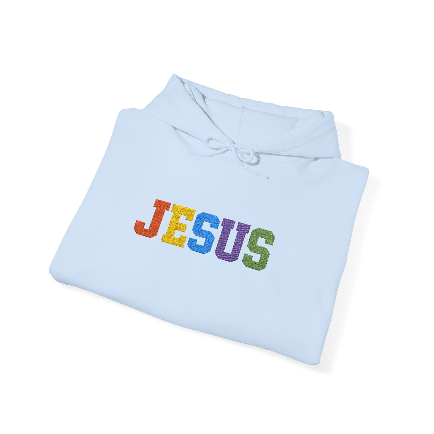 Embroidered Faith-Inspired “JESUS” Pullover Hoodie for Everyday Comfort