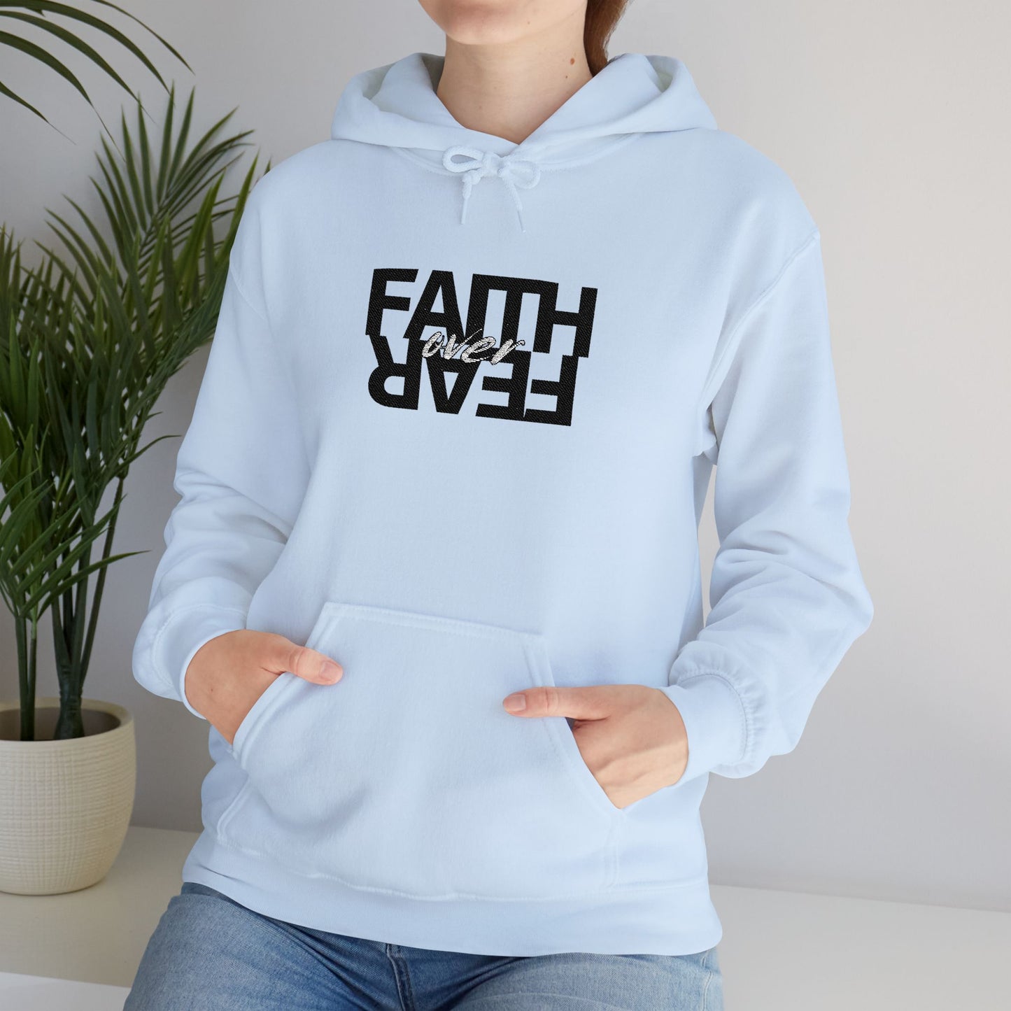 Embroidered "Faith Over Fear"— Inspired Script Pullover